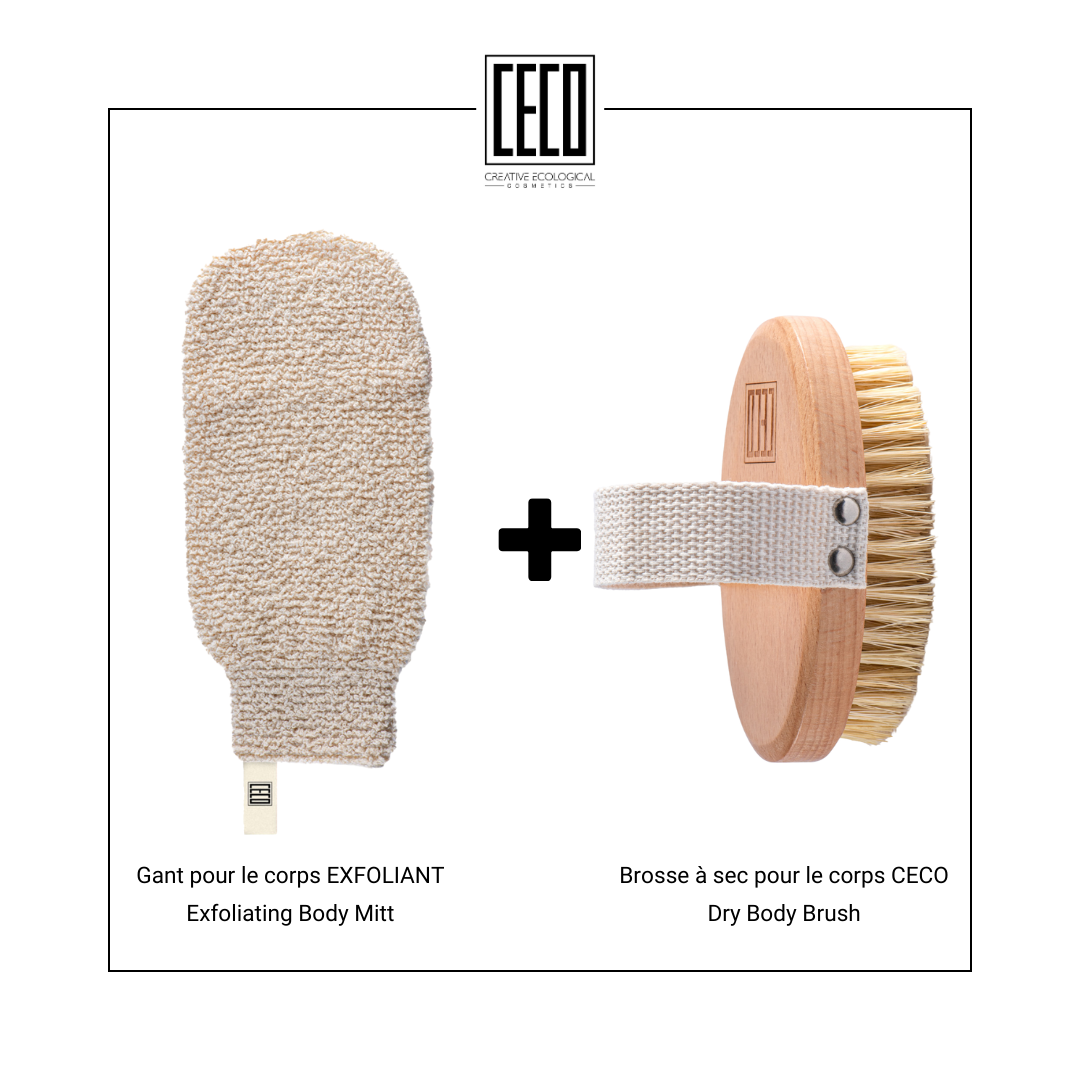 Ensemble Gant pour le corps EXFOLIANT + Brosse à sec pour le corps CECO