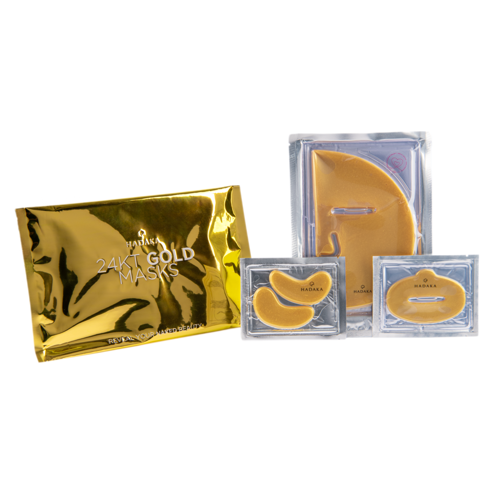 Masque trio pour visage, yeux et lèvres 24 KT Gold